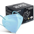HUHETA KN95 Face Mask, 30 Pack Individually Wrapped, 5-Ply Breathable & Comfortable Safety Mask, Filter Efficiency=95%, Protective Cup Dust Masks Against PM2.5 (Blue Mask)