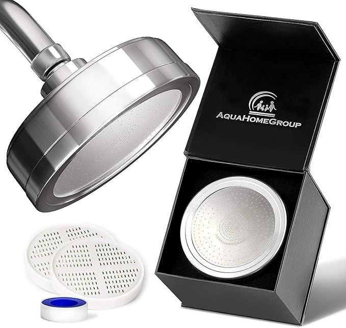 AquaHomeGroup - Filtered Shower Head Chrome & 2 x cartridges