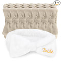 CIEHER Spa Headbands - 8 Pcs Bachelorette Party Favors, Bride & Bridesmaid White & Light Coffee Spa Headbands