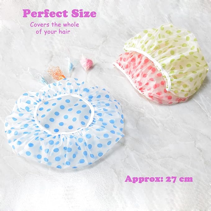 Shower Cap,3 Pcs Reusable Shower Caps Waterproof Bath Hair Hat with Elastic Band for Kids Women Men Spa Salon Hair Mask