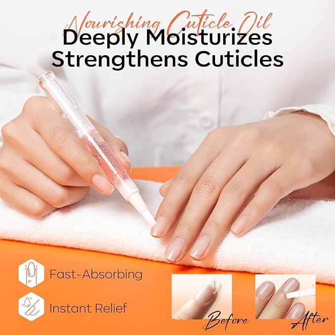 modelones Nail Strengthener and Growth Clear Gel Top Coat Nail Polish Cuticle Oil Pen Milky White Nail Repair for Damaged Nails Care Kit for Women 15 ml Ridge Filler for Growth