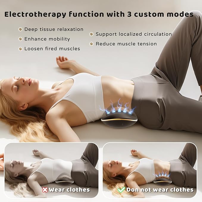 Cordless Electric Lumbar Traction Device, 4-in-1 Multifunctional Back Massager for Low Back Pain Relief with Controller, Dynamic Traction, Microcurrent Therapy, Hyperthermia and Vibration (Black)