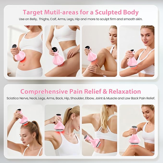 Lymphatic Drainage Massager, Anti Cellulite Massage Tool For Thigh & Belly Stretch Marks & Cellulite Reduction, Handheld Massage tools for Sciatica Nerve, Legs, Arms, Hip, Muscle, Low Back Pain Relief