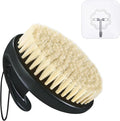 Dry Brushing Body Exfoliating Brush, Anti-Slip Body Scrubber for Shower, Natural Boar Bristles Bath Brush for Deep Cleansing & Softening Skin, Improve Circulation (Black-Boar Bristles)