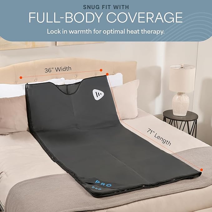 LifePro RejuvaWrap Infrared Sauna Blanket for Detox & Relaxation – Low EMF Carbon Fiber Heating, 9 Temp Levels, 5 Colors – Portable Sauna Blanket Infrared with Waterproof Interior & Carry Bag
