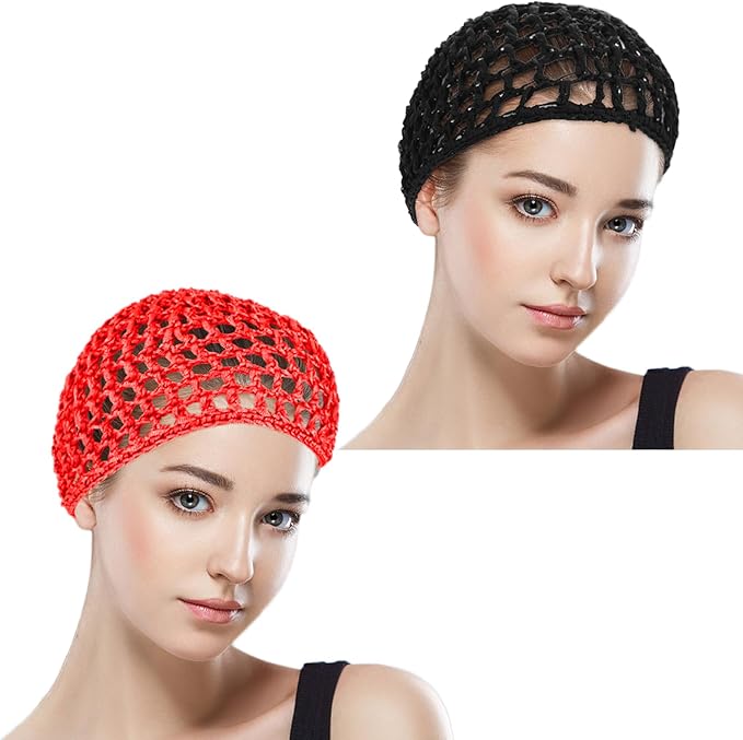 WLLHYF Wig Cap Thick Long Hair Caps Adjustable Net Mesh Braided Weaving Making Crochet Sew Weave Fishnet Grip Headband