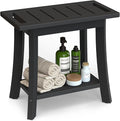 HIPS Shower Bench Inside Shower Stool with Storage Shelf, Waterproof Spa Bath Chair for Bathroom, Seat or Organizer for Living Room, Bedroom - Great for All Ages Unisex Elderly (Medium, Black)