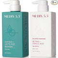 MEDIX Exfoliating Glycolic Acid Body Wash & Face Wash + Fragrance Free Retinol Body Lotion Skin Care Set | Crepey Skin Care Treatment | Lactic Acid Foaming Wash For KP Bumps, Keratosis Pilaris & Acne