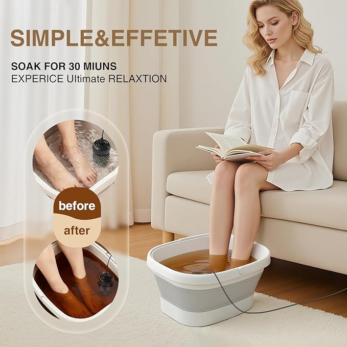 Ionic Foot Bath Detox Machine,Foot Detox Foot Bath Soak Tub with 2 Arrays,80 Disposable Foot Spa Liners, Sea Salt,Folding Foot Spa Bucket,Home Salon-Level Foot Soaking Tub