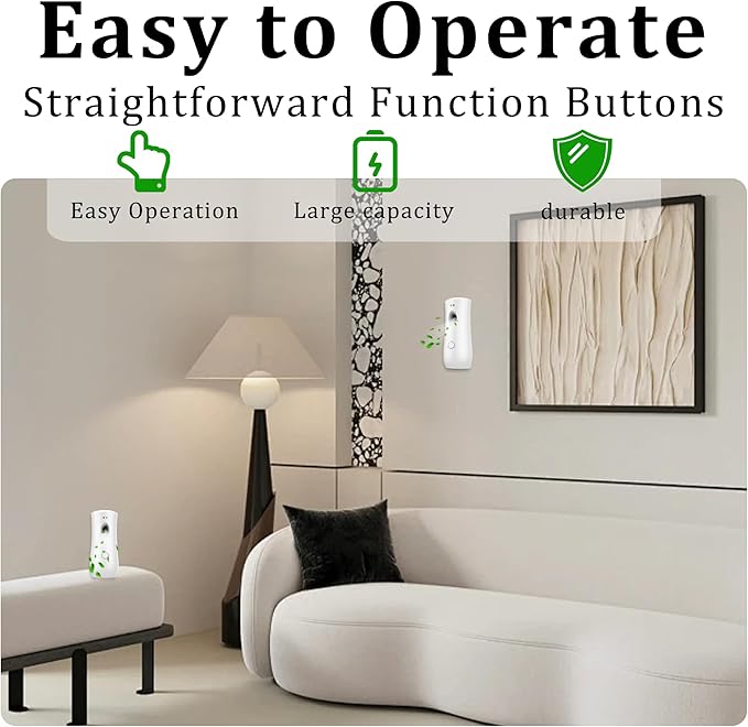 Automatic Air Freshener Spray Dispenser (8-Pack), Free Standing or Wall Mounted Adjustable Aromatherapy Machines for Home, Indoor, Bathrooms, Offices, Hotels and Commercial Places (White, 001)