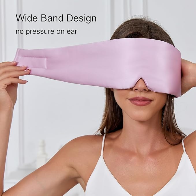 100% Mulberry Silk Sleep Mask for Women & Men Beauty Sleep, Adjustable Blindfold Silk Eye Mask for Sleeping Side Sleepers, Soft Pressure-Free Design for Home, Travel, Office, Nap