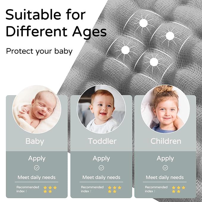 Yoofoss Hooded Baby Towels for Newborn 2 Pack 100% Muslin Organic Cotton Baby Bath Towel with Hood for Babies, Infant, Toddler and Kids, 32x32Inch, Soft and Absorbent Newborn Essential,White&Pure Grey