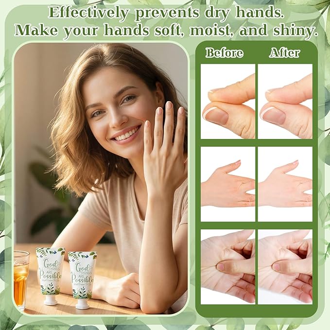 50 Pack Christian Hand Lotion Bulk Gifts for Women Mother's Day Gifts Bible Mini Travel Hand Lotion for Women Church Appreciation(Eucalyptus)