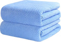 2 Pack Bath Towel Set, Waffle Bath Towel Set, Microfiber Super Soft Highly Absorbent, Sturdy Quick Drying Towels for Bathroom, Gym, Sports, Yoga (2 Piece 27" x 55", 2Blue)