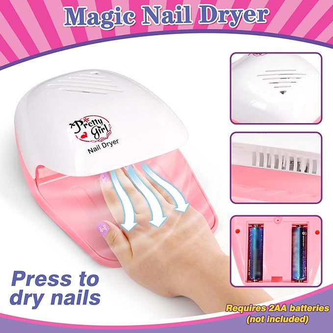 Kids Foot Spa & Nail Kit Set, Kids Spa Day Kit for Girls, Massage Foot Soak Tub and Nail Dryer, Toys Manicure Pedicure Art Salon Girl Gift for 5 6 7 8-12, Christmas Birthday Gifts