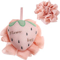Kids Loofah, Cute Cartoon Animal Kids Bath Sponge with Hanging Rope, Soft Double Mesh for Rich Lather (Pink Strawberry)