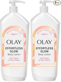 Olay Body Lotion for Women, Effortless Glow,Restore Natural Glow, 24hr Moisturizing & Deep Hydration, Absorbs Instantly, Penetrating Vitamin B3,For All Skin Types,Rose Water Scent,18 fl oz,(Pack of 2)