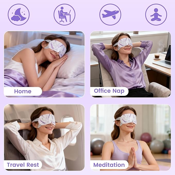 Aroma Season Steam Eye Mask, 5 Packs Unscented Self Heating Heated Eye Mask for Sleep, Warm Compress for Dry Eyes, Travel Essentials & Relaxation Gifts for Women Dry Stye Eye Treatment Spa (Lavender)