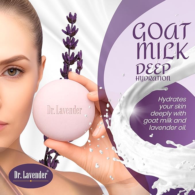 Goat Milk Soap Bar with Pure Lavender Oil – Farm Fresh Raw Milk & Vegetable Oils – Moisturizing Face & Body Wash for Sensitive and Dry Skin – Natural & Handmade Daily Cleanser