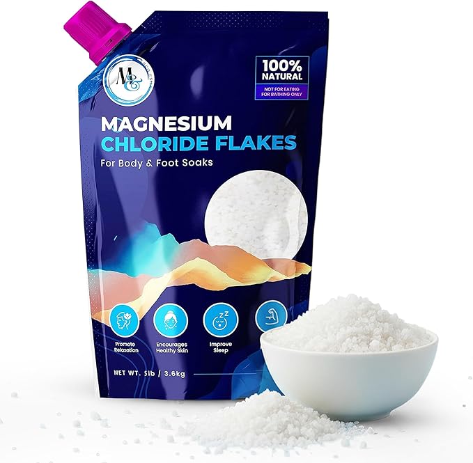 Dead Sea Magnesium Flakes Bath Salts | Premium Magnesium Supplement Bath Salts (5 Pound)