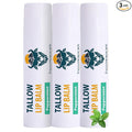Moisturizing Tallow Lip Balm – Grass-Fed Beef Tallow with Organic Coconut Oil, Beeswax, and Vitamin E – Peppermint – Lip Balm Set – Travel Essential – 3-Pack