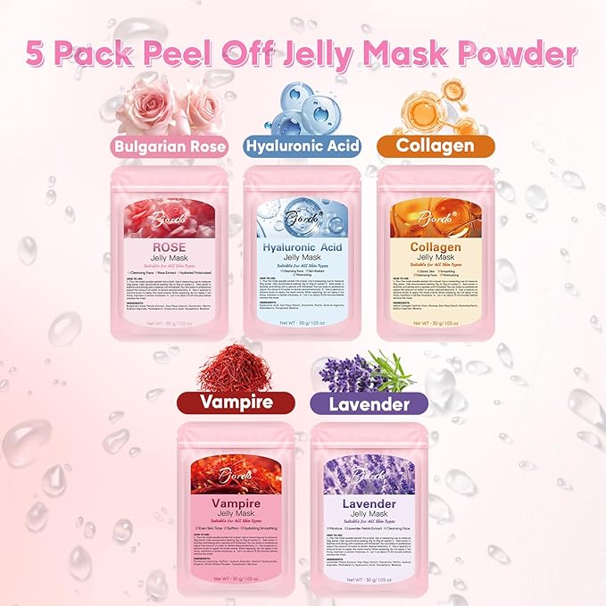 Pjordo Facial Steamer Spa Kit, 12 Skin Care Tools & 5 Jelly Mask Powder, Nano Ionic Steamer for Facial Deep Cleaning Unclog Pores Sinuses, Warm Mist Humidifier for Home SPA, Mothers Day Gifts for Her