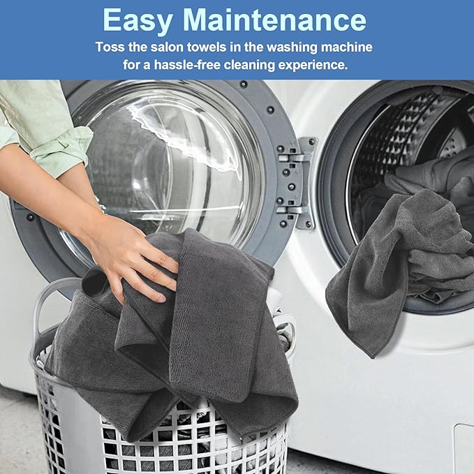 UNIMADE 2 Pack Gym Towels Set - Highly Absorbent and Quick Drying Microfiber Salon Towels, Premium Hand Cloths for Bathroom, Gym, Shower, Hotel, and Spa - 16x27 inch (Grey)