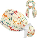 Women Working Cap with Buttons Bouffant Hat Autumn Leaves Nurse Scrub Caps Long Hair