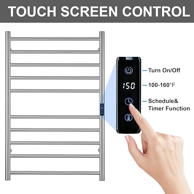 Electric Towel Rack with Voice Control for Alexa & Google Home,TUYA-Wall-Mounted Bathroom Heating Towel Warmer,Stainless Steel Material,31.5x20.08x4.41in,Plug-in,Brushed,10 Bars
