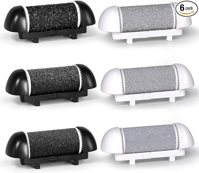6 Pack Replacement Roller Refill Heads for Electric Foot Callus Remover, Electric Pedicure Tools Refill Heads with Extra, Regular, Fine Coarse 2 Each, Foot File Refill Roller