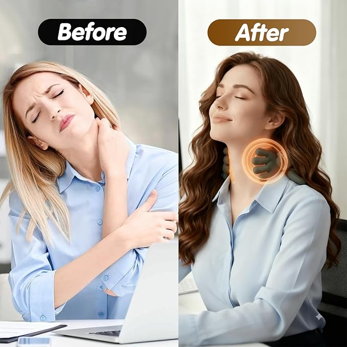 Siasoo Neck Massager With Heat-Wireless Portable Shiatsu Neck and Shoulder Deep Tissue 4D Kneading Back Massage With Fingers,Simulated Human Hand Design Muscle Relax Massager Mothers Day Gifts For Mom