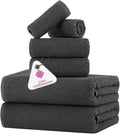 CASA COPENHAGEN EcoPop 6Pcs 100% Cotton Large Designer Towels Gift Set- Pine Grey, 550 GSM, 2Bath 2Hand 2Washcloths, Bath Towels for Bathroom Set for Women & Men