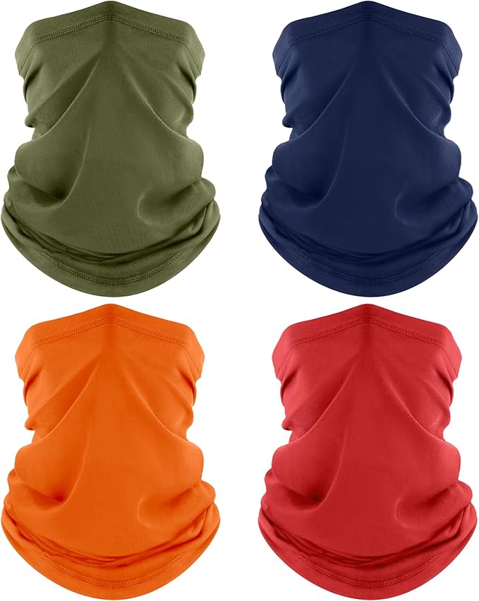 ROXUN 4 Pack Neck Gaiter, Cooling Breathable Face Mask UV Protection Scarf Hiking Bandana for Men/Women