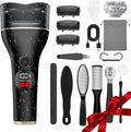 Electric Callus Remover for Feet, Rechargeable Waterproof Foot File Professional Foot Care Tools with 17-in-1 Pedicure Kit, Portable Callus Remover Kit to Remove Dead Skin Hard Skin Dry Cracks(Black)