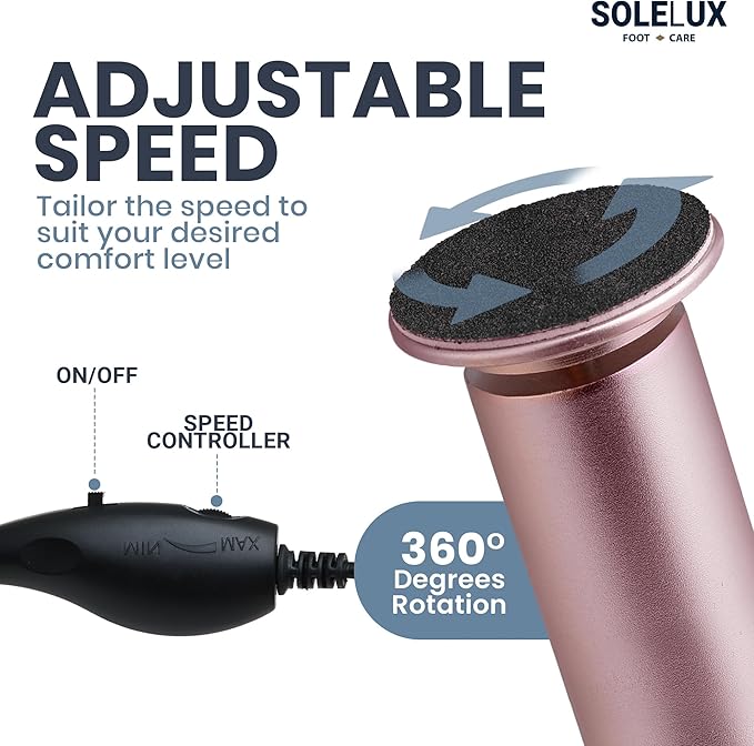 Upgraded 2026 Electric Foot File – Callus Remover for Women & Men with Adjustable Speed, 60 Sanding Pads & Dead Skin Exfoliation – at-Home Pedicure Tool for Dry, Cracked Feet (Pink)