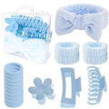 16 Pcs Skincare Headband Set, Face Washing Headband with Wristbands, Hair Claw Clips & Hair Ties, Spa Headbands for Women Girls, Perfect for Facial, Makeup, Shower, Gift Ready Box