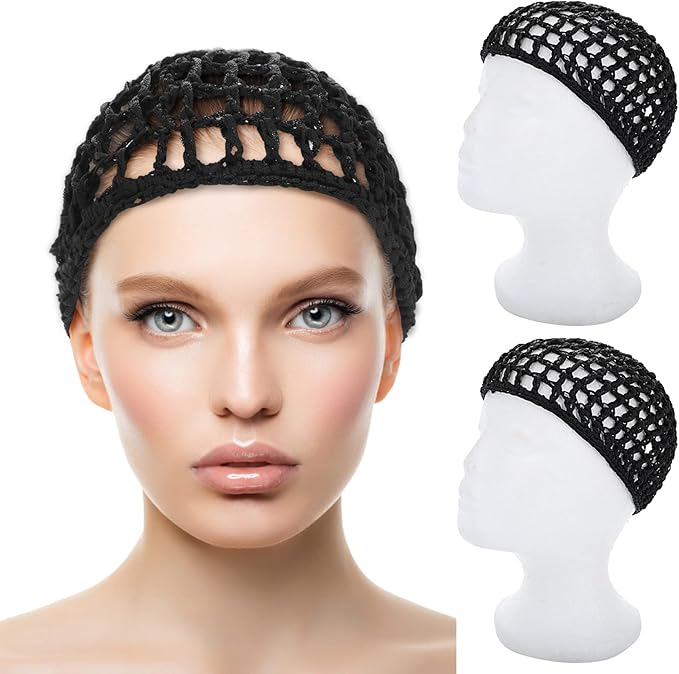WLLHYF Wig Cap Thick Long Hair Caps Adjustable Net Mesh Braided Weaving Making Crochet Sew Weave Fishnet Grip Headband
