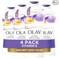 Olay Body Wash for Women, Age Defying with Vitamin E, 24hr Moisturizing, Hydrating & Refreshing, B3 Vitamin Complex, Free of Parabens & Phthalates, for All Skin Types, Scented, 22 fl oz (Pack of 4)