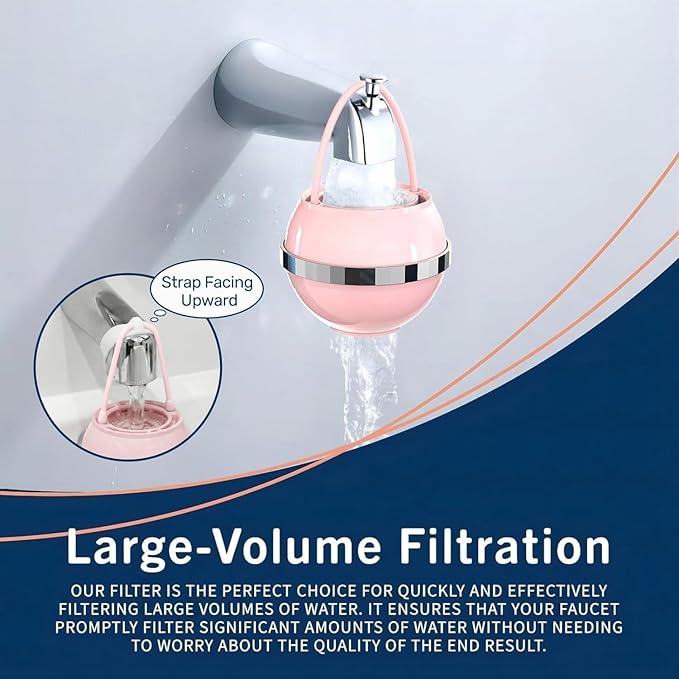 Bath Filter for Tub - Kinder Water Filter for Bathtub, Hard Water Softener to Remove Lead,Chlorine and Fluoride, Improve Skin, Hair and Nails Condition,Pink
