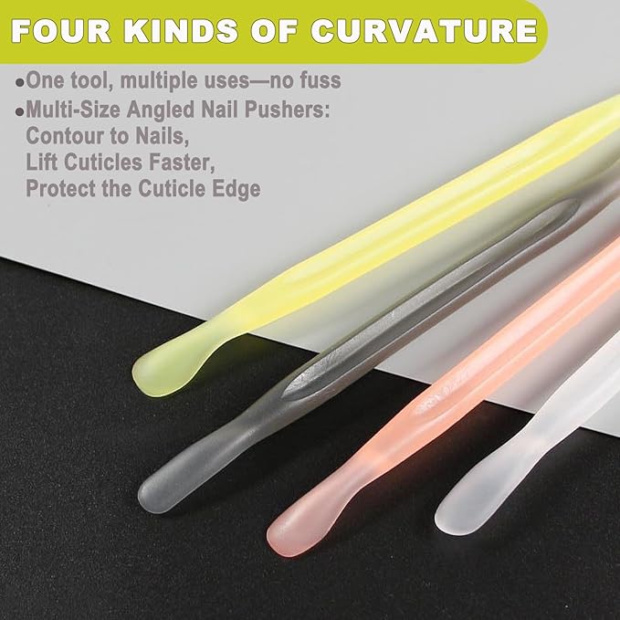 2Pcs Plastic Cuticle Pusher, Dual-end Dead Skin Nail Pusher, Gentle Plastic Pusher, Gel Polish Remover Tool, Manicure and Pedicure Tool, Yellow