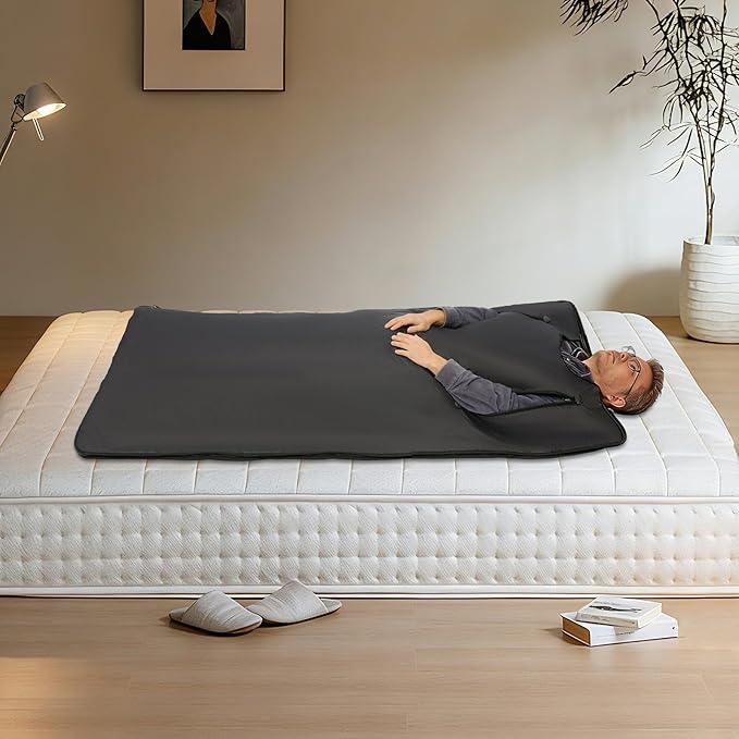 Portable Sauna Blanket with Controller - 71"x31" Far Infrared Sauna Mat for Home Spa | Detox & Relaxation w/Timer | Fits All Body Types, Travel-Friendly Black