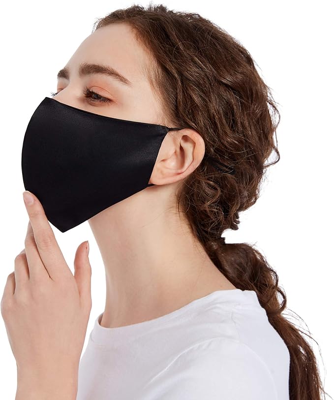 ROSEWARD 100% Mulberry Silk Face Mask for Women Men Reusable Adjustable with Filter Pocket