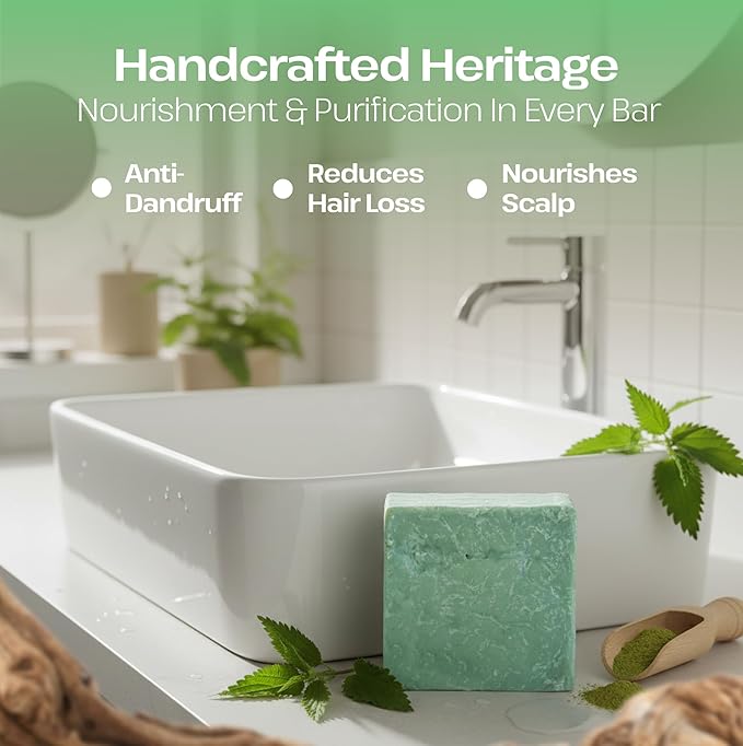 Dr.Ancient Stinging Nettle Soap Bar, Organic Soap Bars Handcrafted the Traditional Way, Natural Chemical-Free, Vegan, Used for Face Wash, Body Wash, Hand Cleansing, Daily Skin Care, Herbal Cleanser