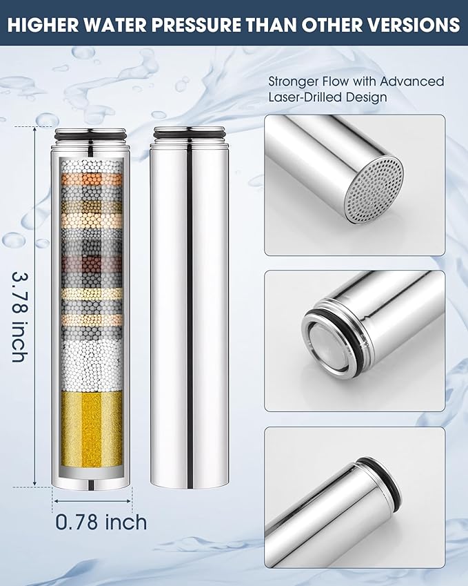 1 Pack Upgrade Replacement Filters Compatible with Cobbe Handheld Shower Head, Water Filter For Water Softening, Removes Chlorine, 304 Stainless Steel