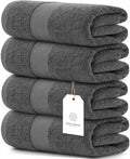 White Classic Luxury Bath Towels Extra Large - Cotton Hotel spa Bathroom Towel |30x56 | 4 Pack | Dark Gray