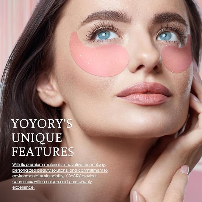 Under Eye Patches Masks - Eye Patch for for Dark Circles and Fine Lines,Puffy Eyes, Wrinkles, Eye Bags Treatment with Collagen and Hyaluronic Acid, Moisturizing and Hydrating Pink(60 Pcs)