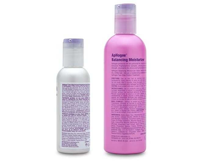 Aphogee Hair Care Double Bundle – Two-Step Protein Treatment (4 fl oz) & Balancing Moisturizer (8 fl oz)