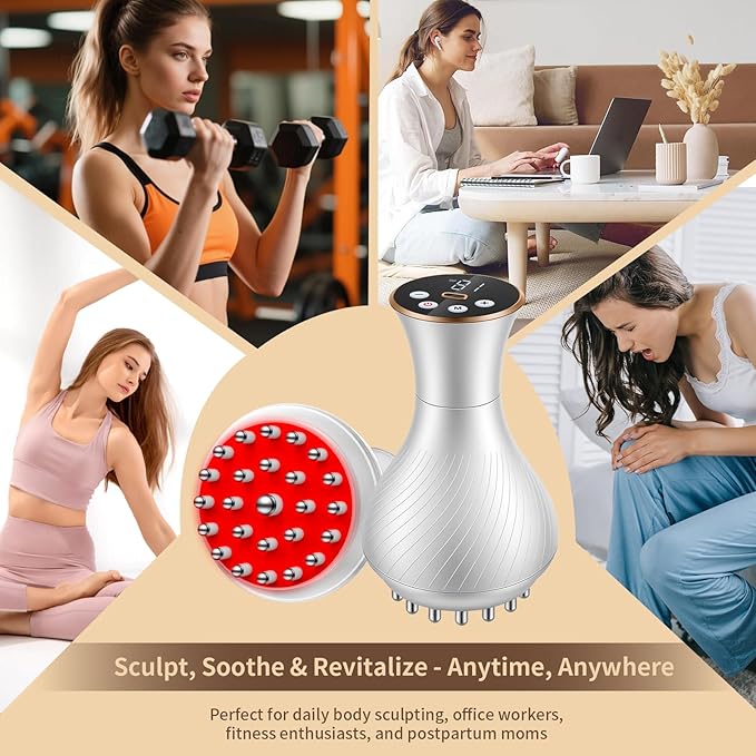 Body Sculpting Machine, Lymphatic Drainage Massager & Anti Cellulite Massage Tool, Helps Reduce Stretch Marks & Cellulite, Pain Relief Devices for Legs, Arms & Belly, Body (White)