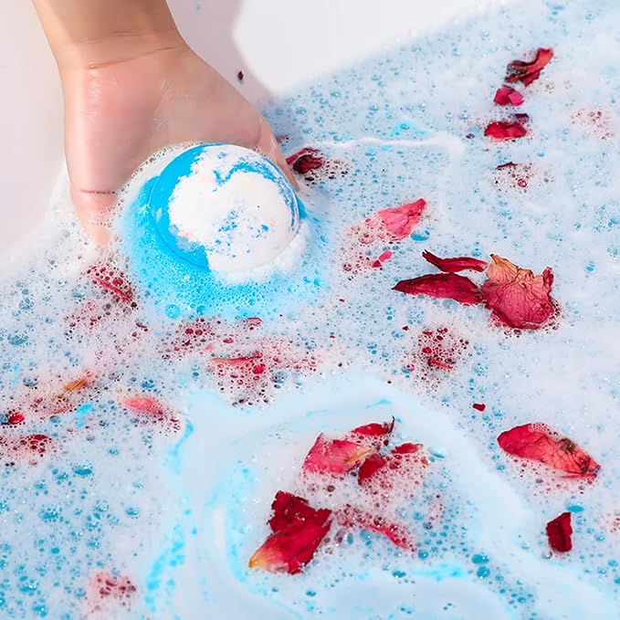 Bath Bombs for Women Spa Gift Set with Peppermint and Rose Milk Essential Oils Sea Salt Relaxing Birthday Gift for Her Bubble Bath Skincare Relaxation Aromatherapy Gifts 2 Pack