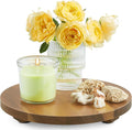 Small Round Decorative Tray Acacia Wood Bathroom Counter Organizer Pedestal Stand Farmhouse Kitchen Decor Wooden Riser for Soap Dish, Perfume, Candle, Sponge, 9"